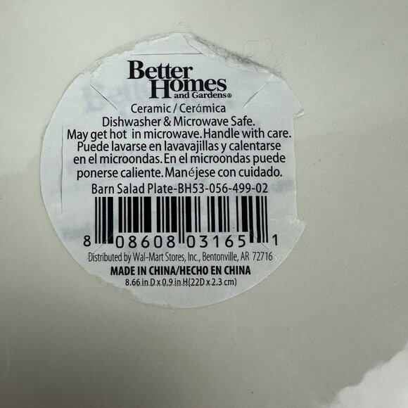 Better Homes & Gardens Barn Salad Plate 9" Ceramic Winter Farmhouse Design - Picture 3 of 3